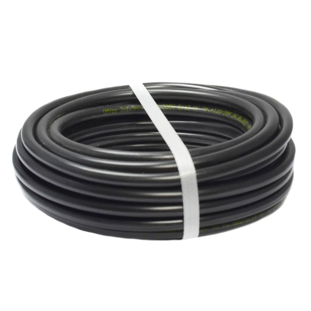 Przewód elektryczny 3x1,5mm2 OMY 10m Czarny AKS Zielonka