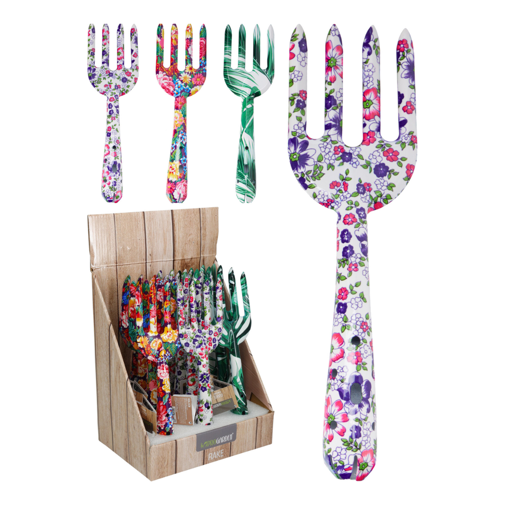 Grabie ogrodowe stalowe w kwiatki 26,5cm mix wzorów 1 szt