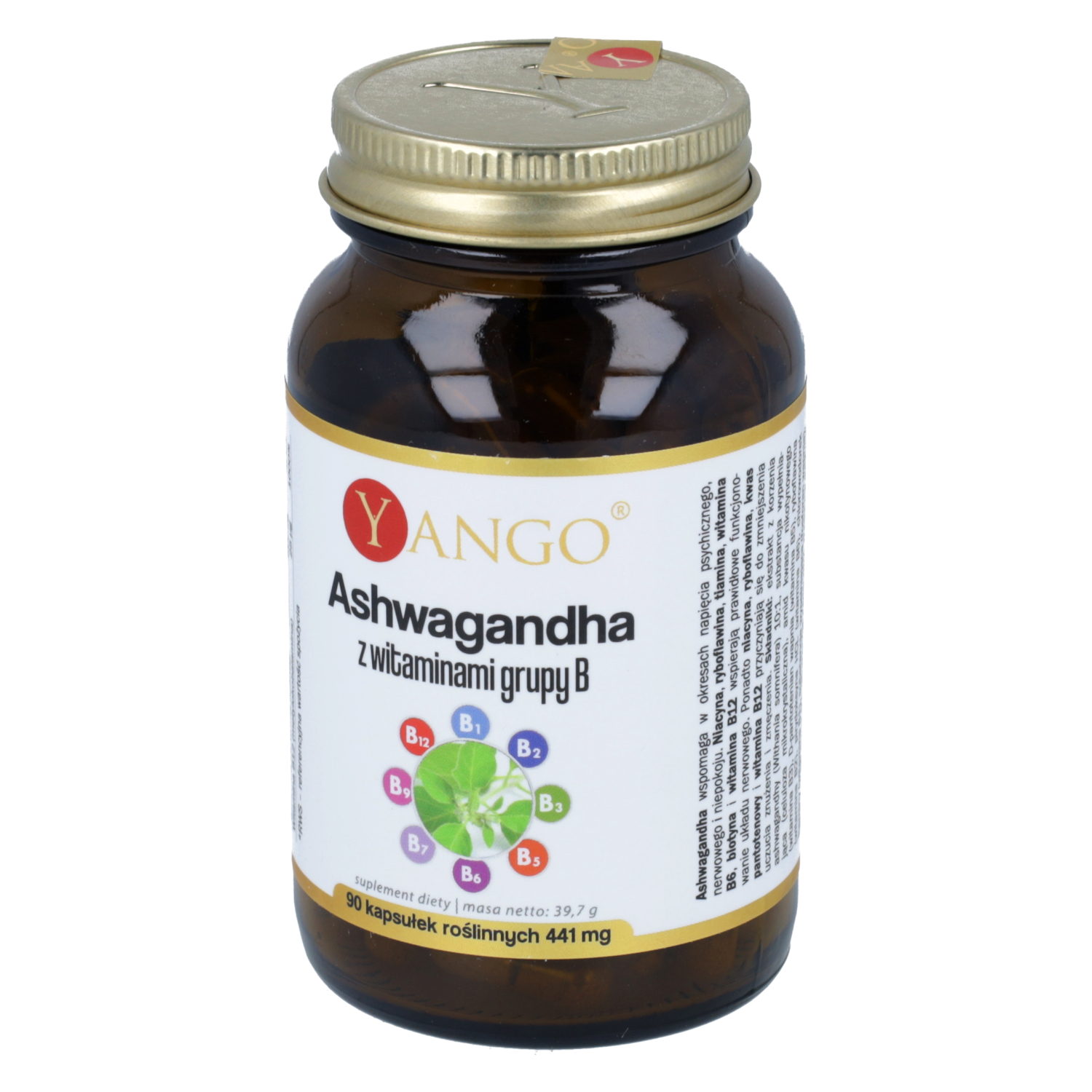 Yango ashwaganda z witaminami grupy b, 90 kapsułek
