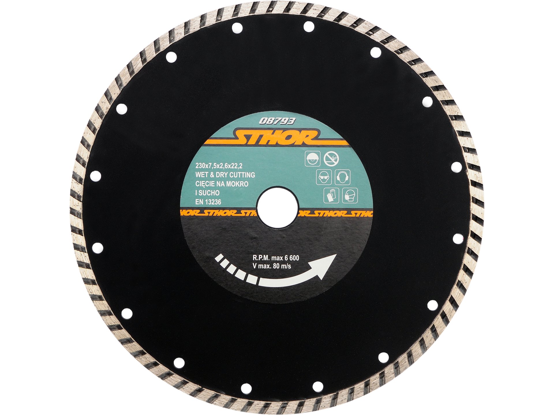 Tarcza diamentowa STHOR turbo 230x22 2mm do betonu zbrojonego gresu 08793