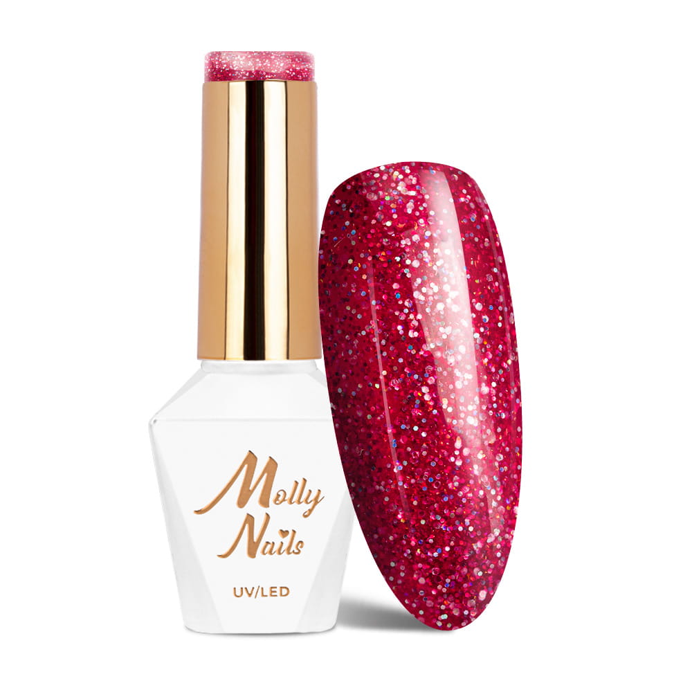 Lakier hybrydowy LED/UV Gel Polish Molly Nails Spotlight Nr 632 Fan your Flames HEMA/Di-HEMA Free 8g