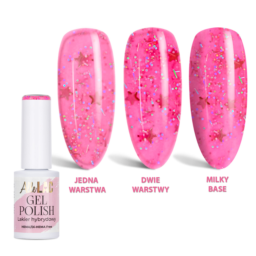Lakier hybrydowy LED/UV Gel Polish Pinks PI35 Candy Stars AlleLac HEMA/Di-HEMA Free 6g