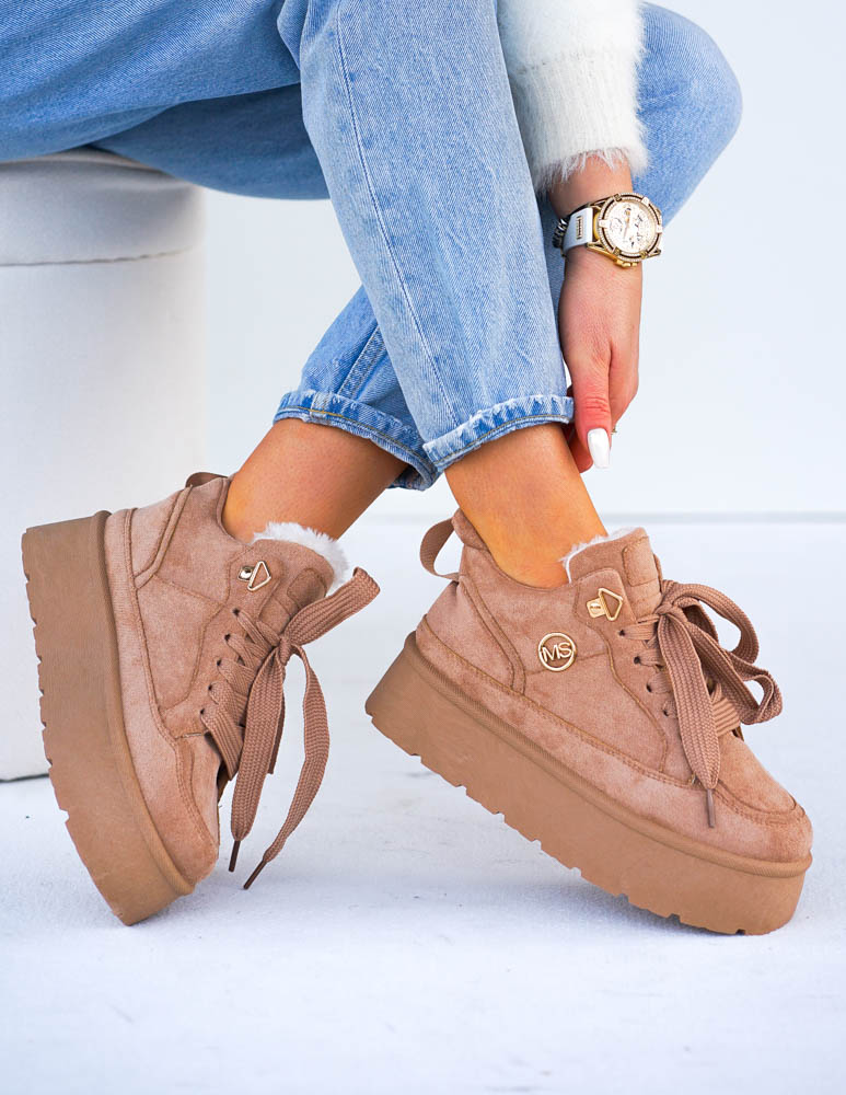 Buty Sportowe Botki z Kożuszkiem Coffee