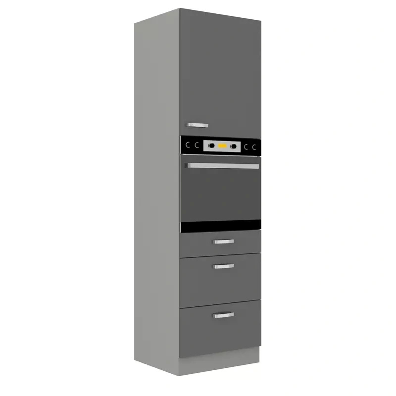 Szafka kuchenna pod zabudowę z szufladami szary połysk 60 cm SILVER