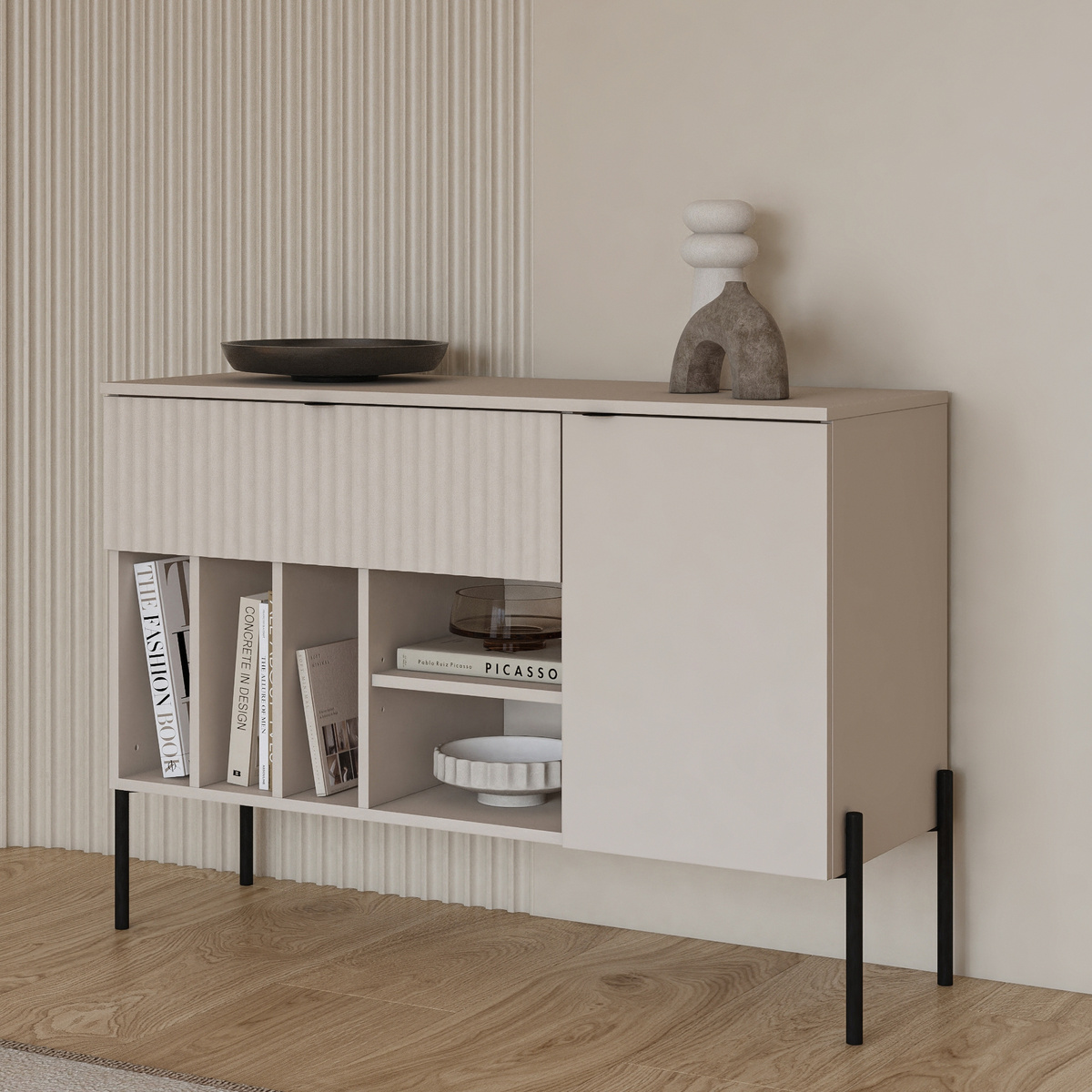 Komoda z szufladą do salonu 105 cm ORE kaszmir