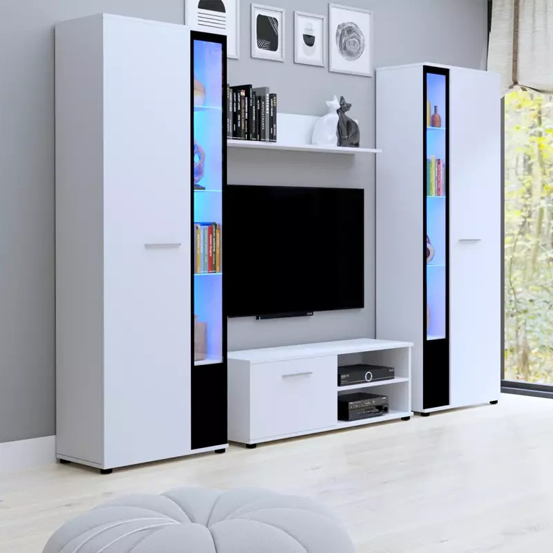 Meblościanka Komoda RTV Witryna CUBE biała