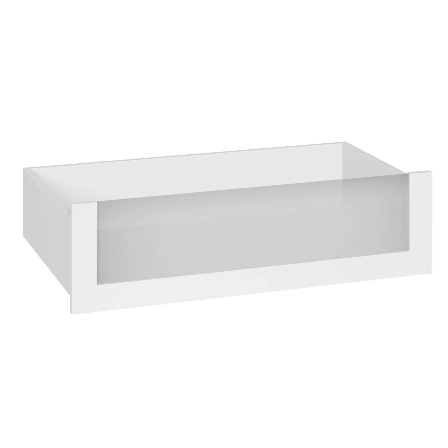 Szuflada biała ze szklanym frontem 100 x 25 cm Garderoby/Szafy Modułowe