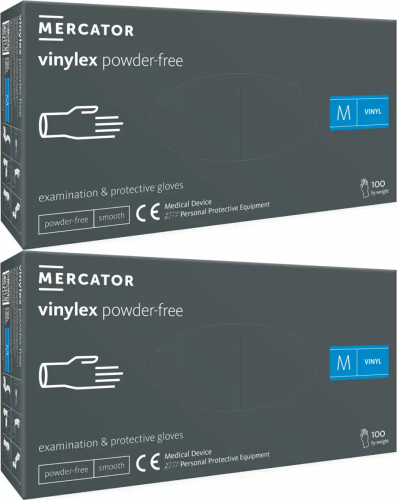 Rękawiczki winylowe Mercator Medical Vinylex M 100 szt. bezpudrowe transparentne