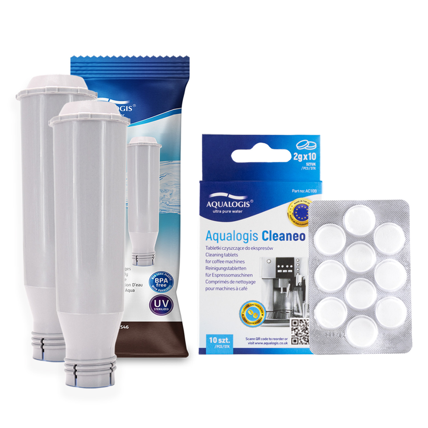 2x Filtr Wody AL-TES46 Do Ekspresu Krups + Tabletki Czyszczące Cleaneo