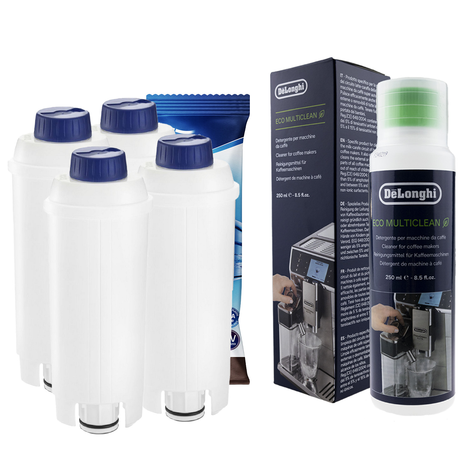 4x Filtr Do Ekspresu Delonghi AL-S002 + Płyn Delonghi SER3013 250ml