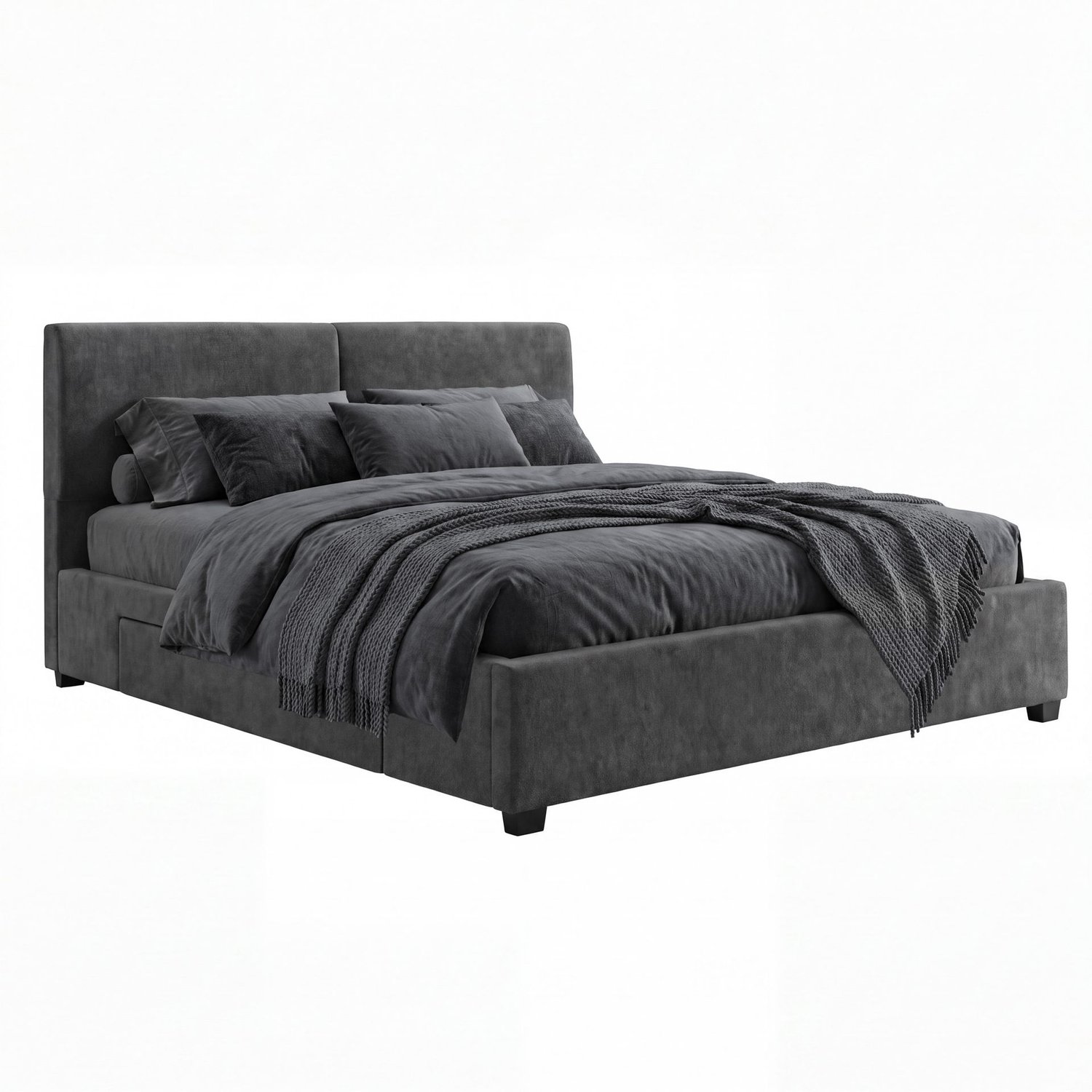 Polsterbett mit Schublade Enzo 140 x 200 cm - grau