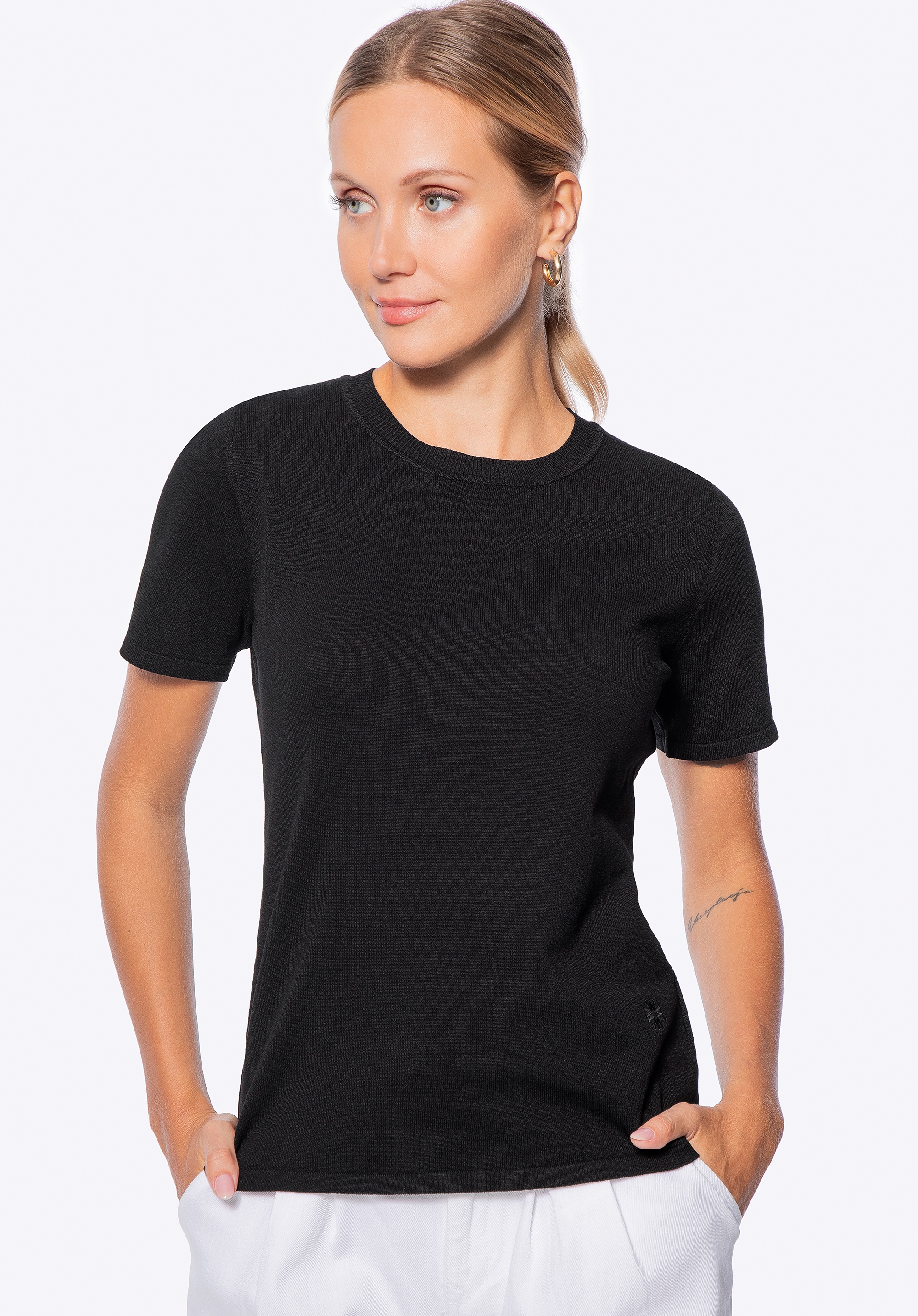 Sweter damski z krótkim rękawem czarny