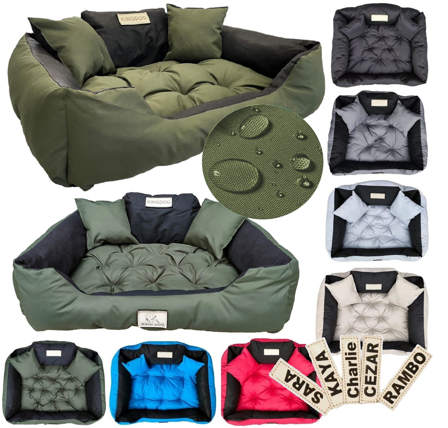 Legowisko dla psa kojec KINGDOG 75x65 cm personalizowane wodoodporne zielone