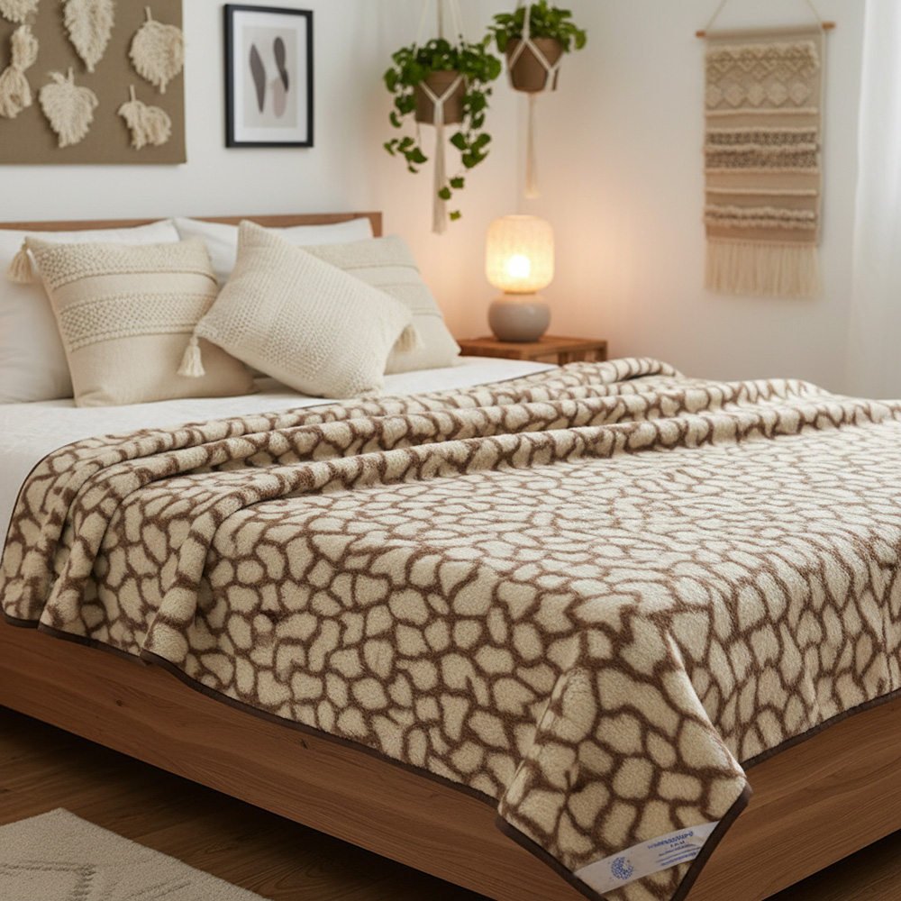koc wełniany merynos australijski kamyczki Woolmark 200x200