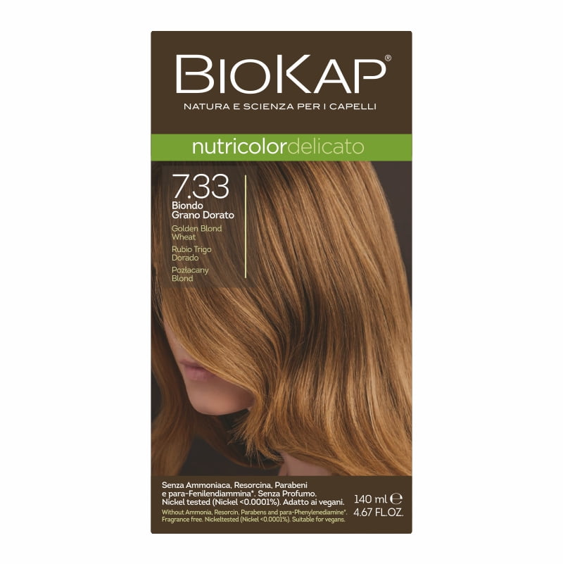 Biokap Delicato Farba do Włosów | Pozłacany Blond 7.33 | Pokrywa Siwe Włosy | Bez Amoniaku