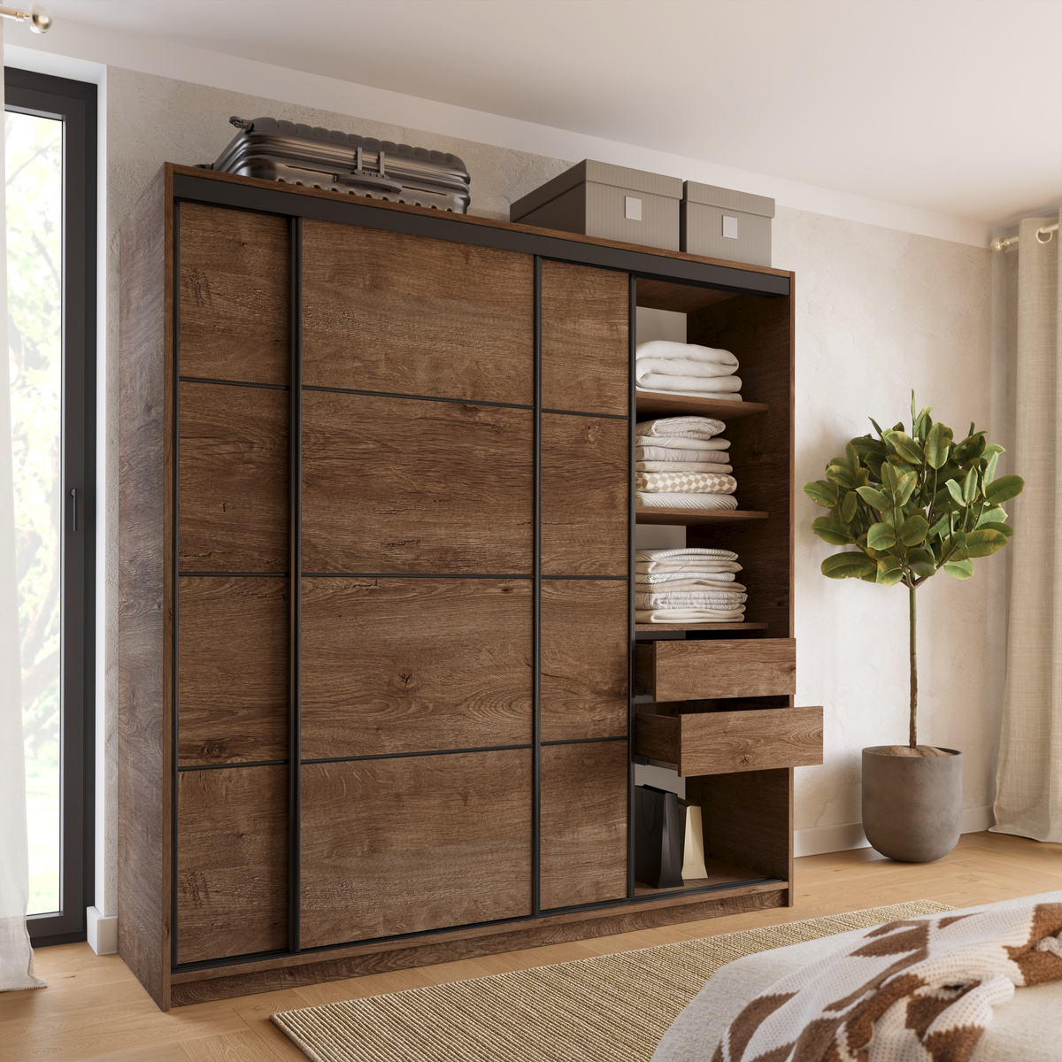 Szafa przesuwna 200 cm dąb lefkas LOFT