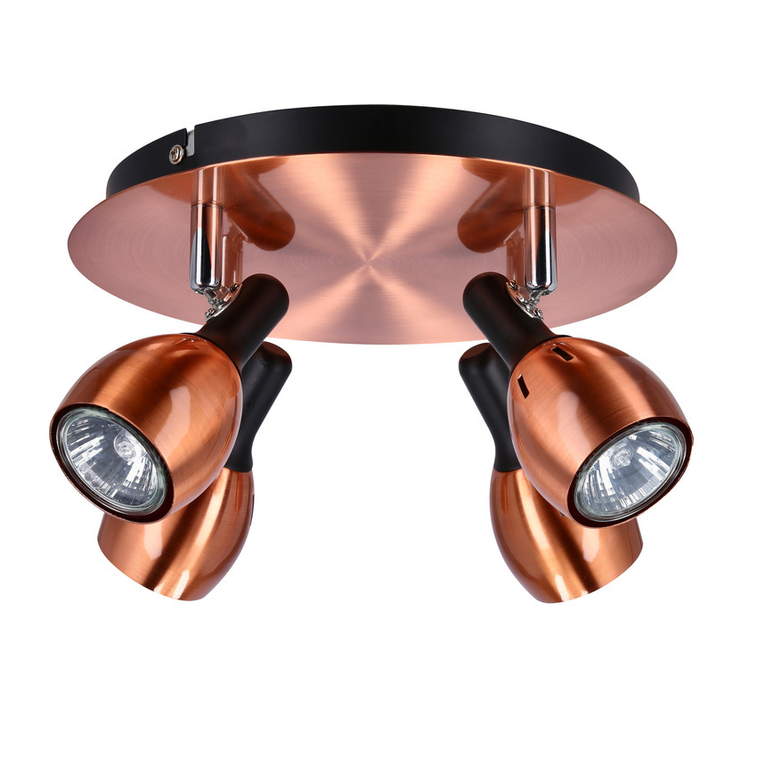 Miedziany plafon sufitowy 4xGU10 do salonu CROSS metalowy