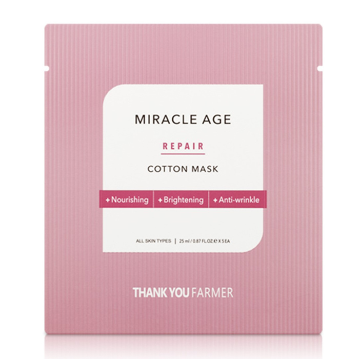 THANK YOU FARMER Miracle Age Repair Cotton Mask 1 szt. Maska w płachcie nasączona składnikami przeciwstarzeniowymi