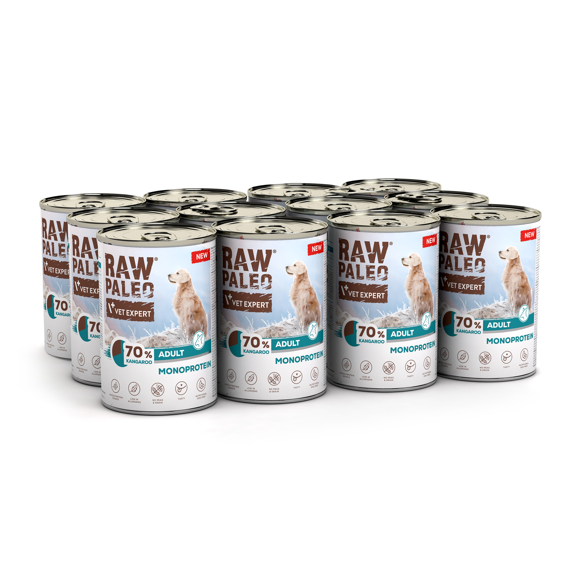 RAW PALEO ADULT DOG KANGAROO 12x400g - mokra karma dla psów dorosłych monoproteina z mięsem kangura