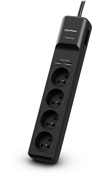 CyberPower Listwa przeciwprzepięciowa 1.8 m, 4 gniazda + 2xUSB-A, czarny