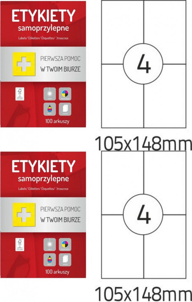 Etykiety samoprzylepne Dalpo Memo Label 105x148 mm, 100 ark., biały