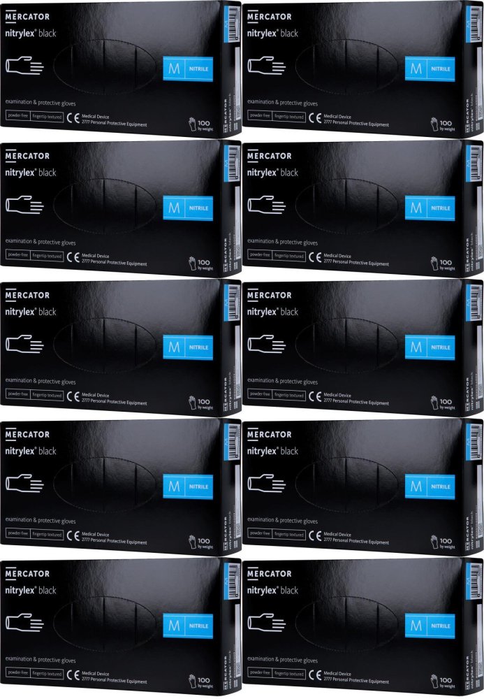 Rękawiczki nitrylowe Nitrylex Black bezpudrowe, rozmiar M, 100 sztuk, czarne