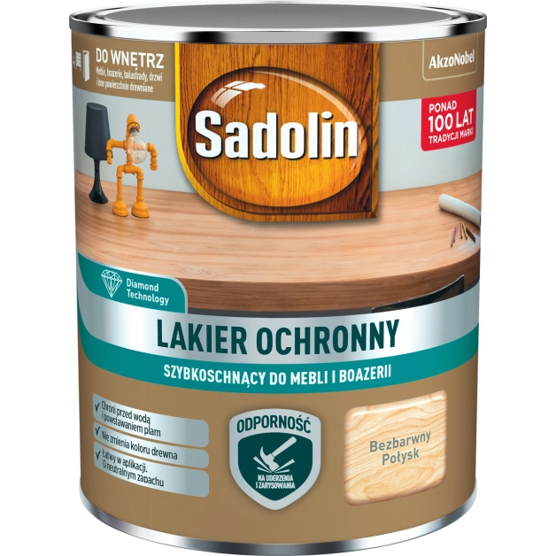 Lakier ochronny do mebli Bezbarwny Połysk 0,7L Sadolin