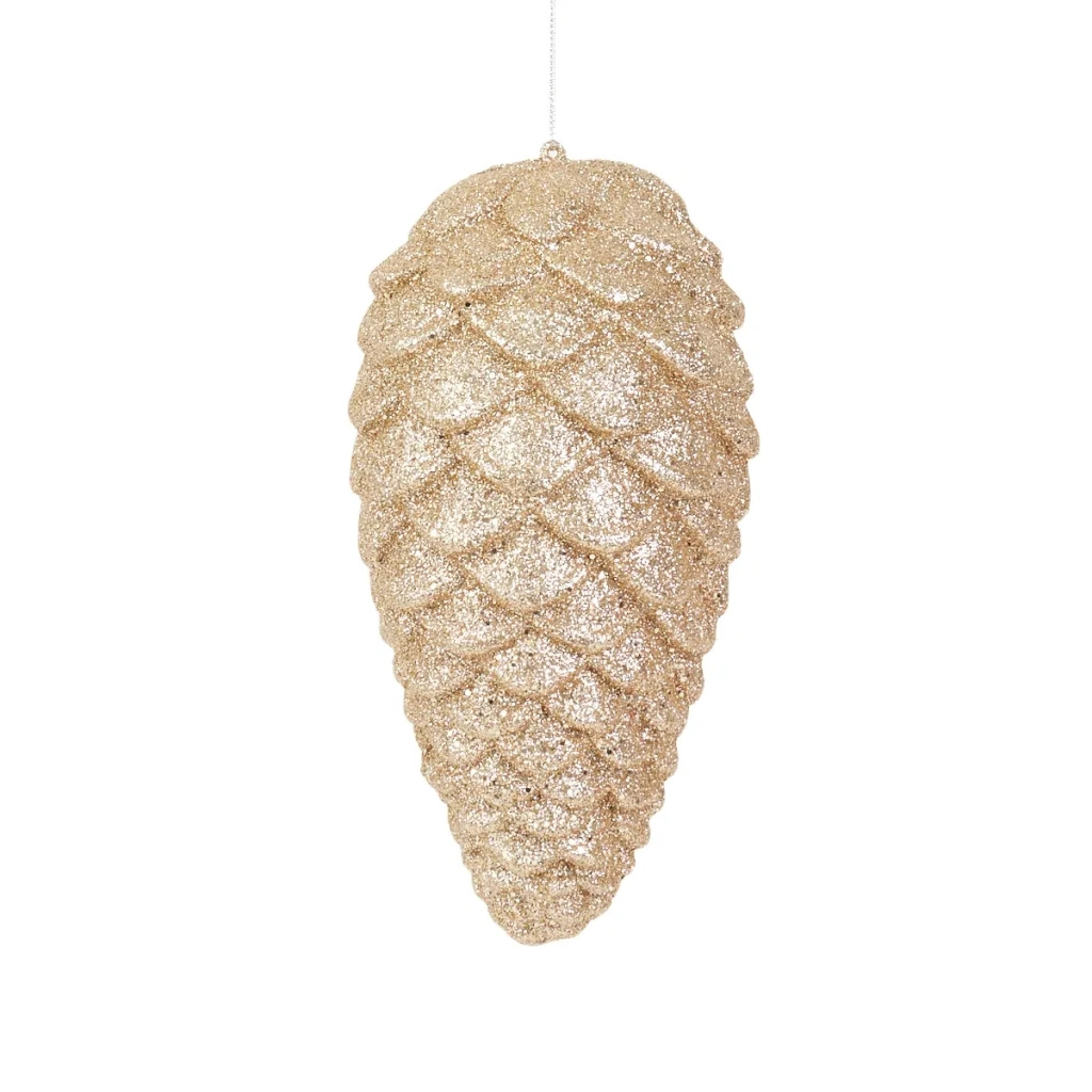 Szyszka PVC szampański malowany brokat 23 cm