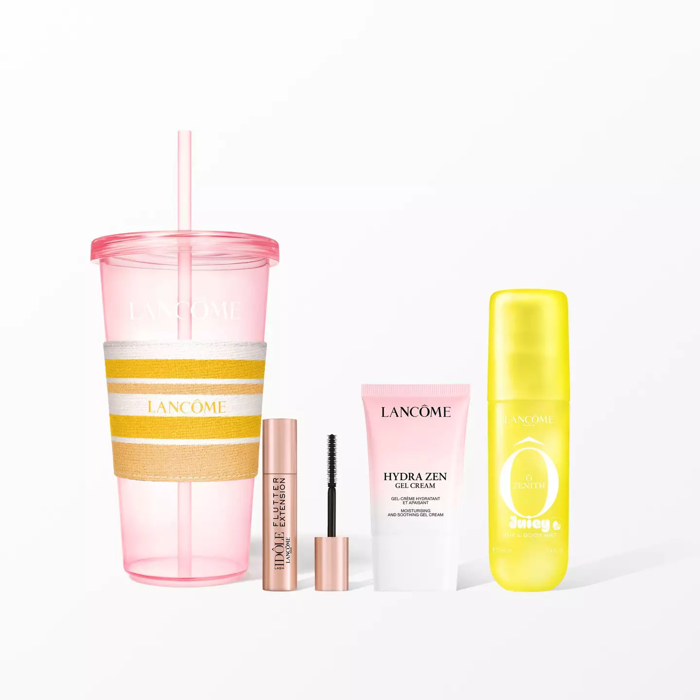 Lancôme Summer Cup Ô Zenith Edycja Limitowana - Niezbędniki do klubu plażowego: kubek chłodzący, Mgiełka do Ciała i Włosów Ô Zenith, Lash Idôle 