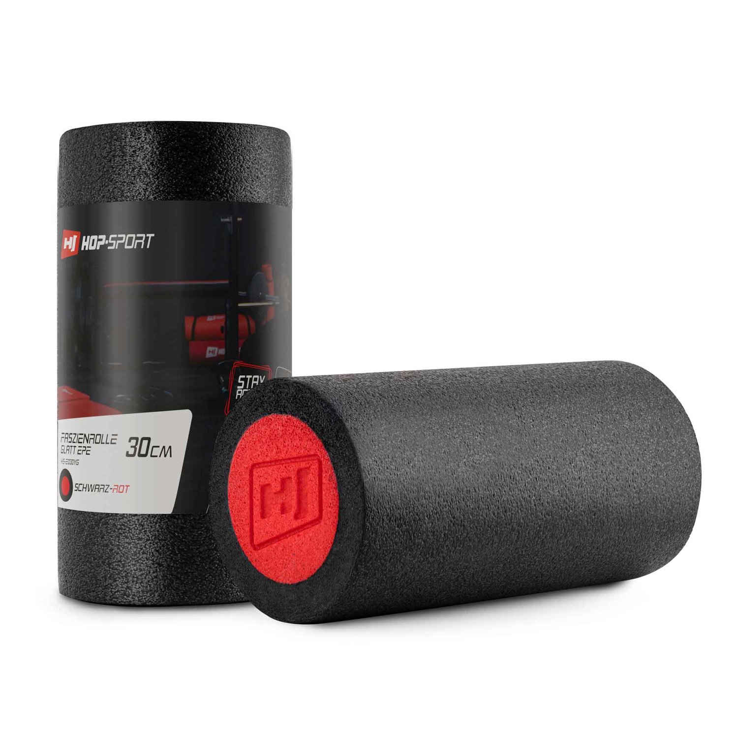 Rouleau de massage en EPE 30 cm noir/rouge
