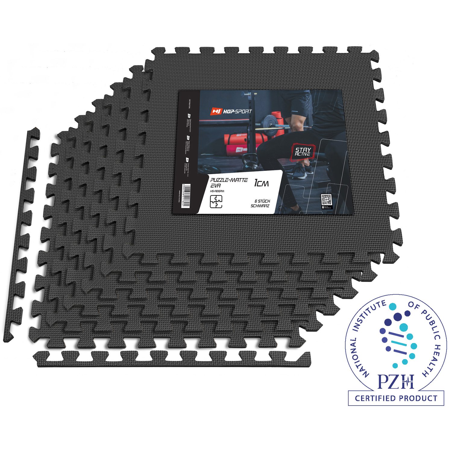 Puzzlematte EVA 1cm - 6 Stück schwarz