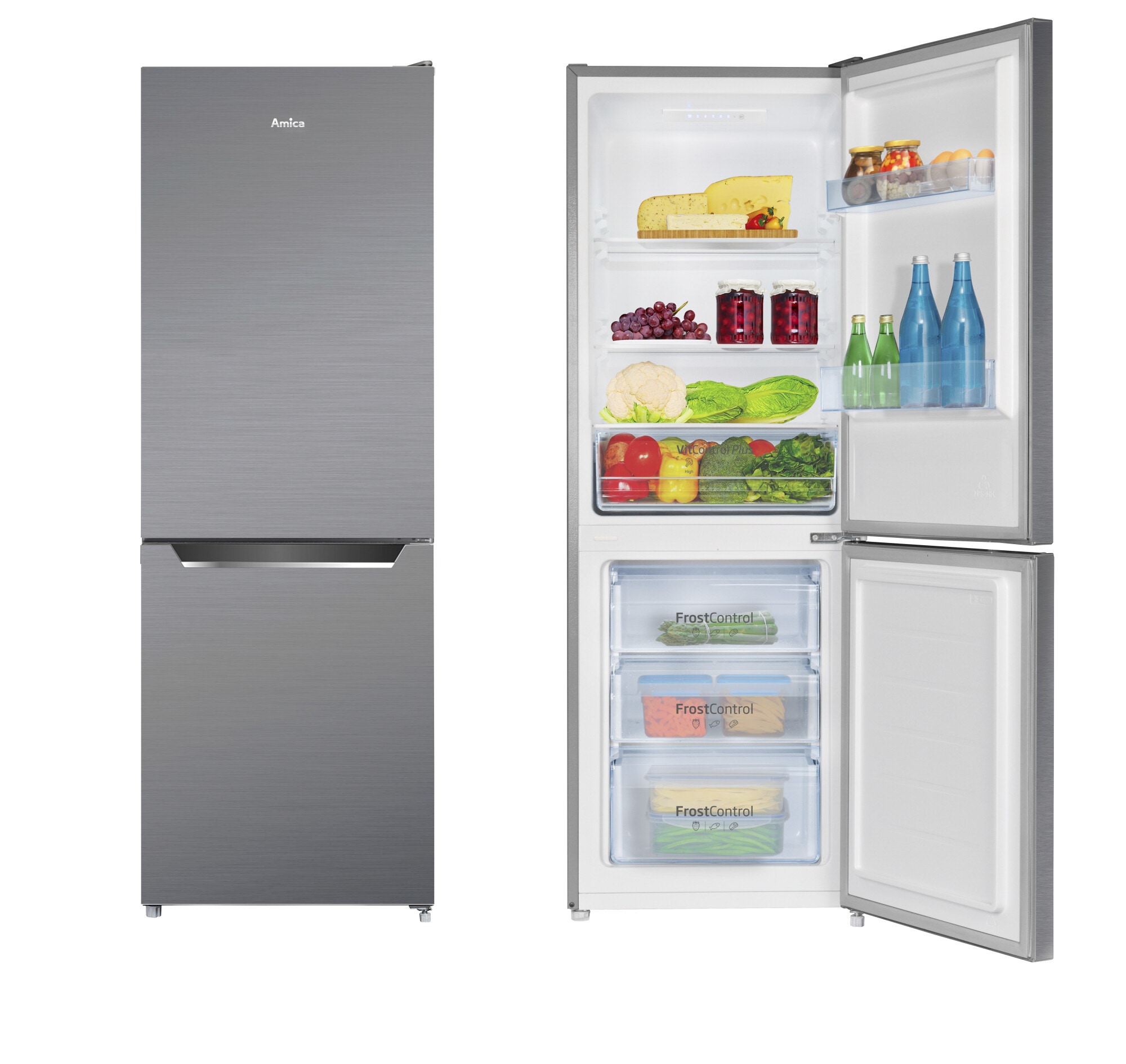 Lodówka Amica FK2425.4UNTX(E) Inox FrostControl w zamrażarce