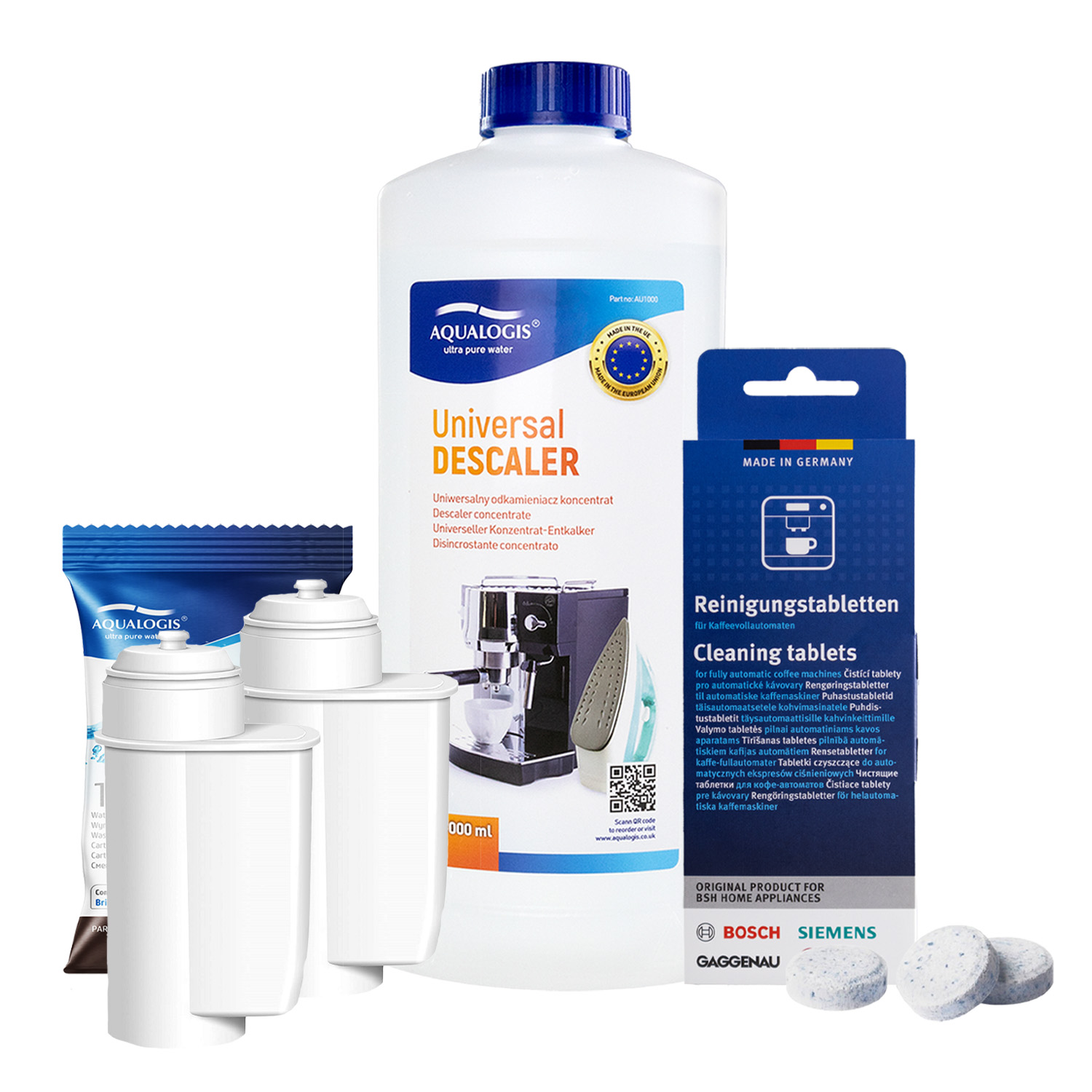 2x Filtr Al-Inte Do Ekspresu Bosch + Uniwersalny Odkamieniacz 1L + Tabletki