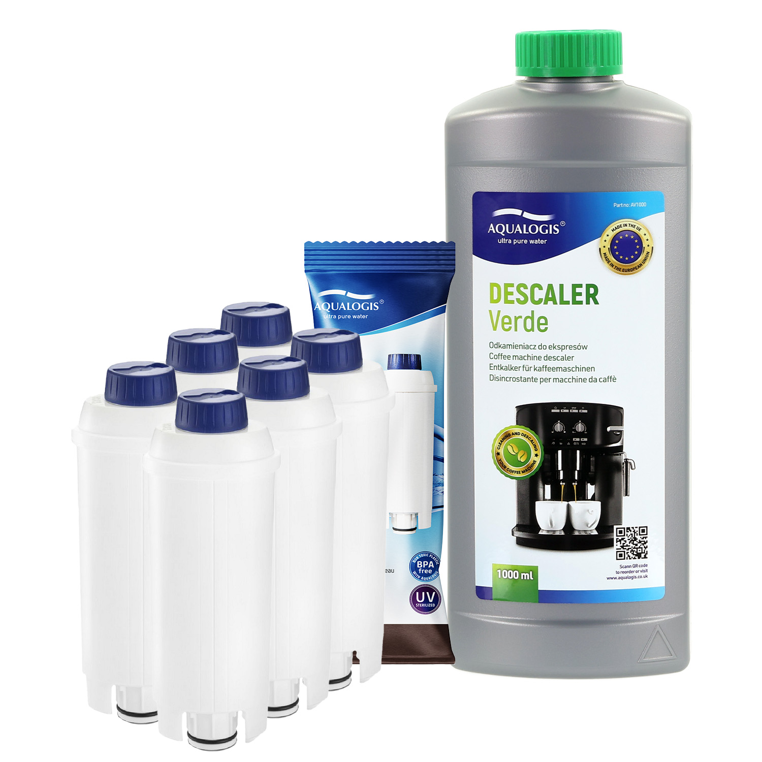 6x Filtr Do Ekspresu Delonghi AL-S002 + Odkamieniacz 1L