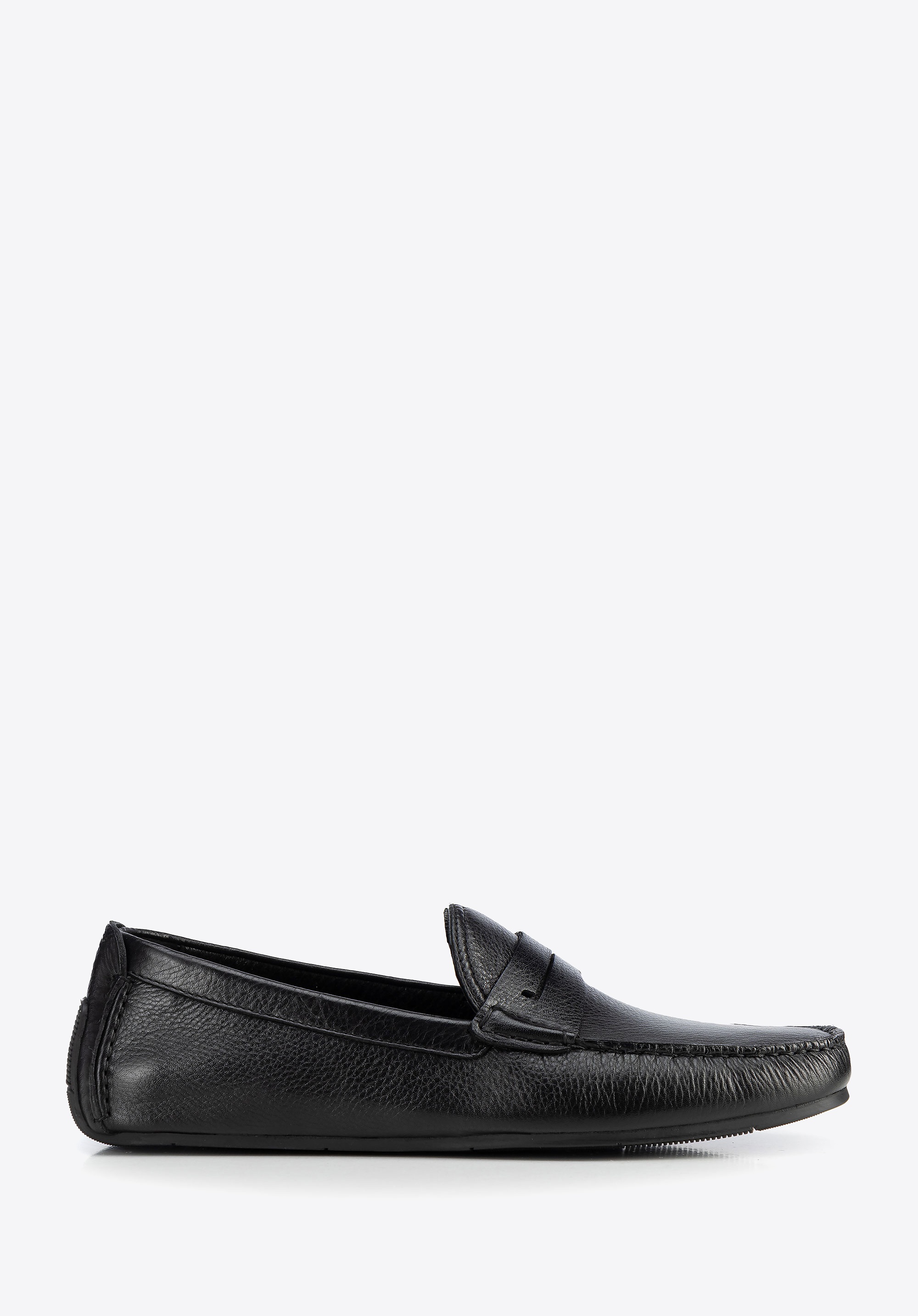 Męskie półbuty slip-on ze skóry naturalnej czarne