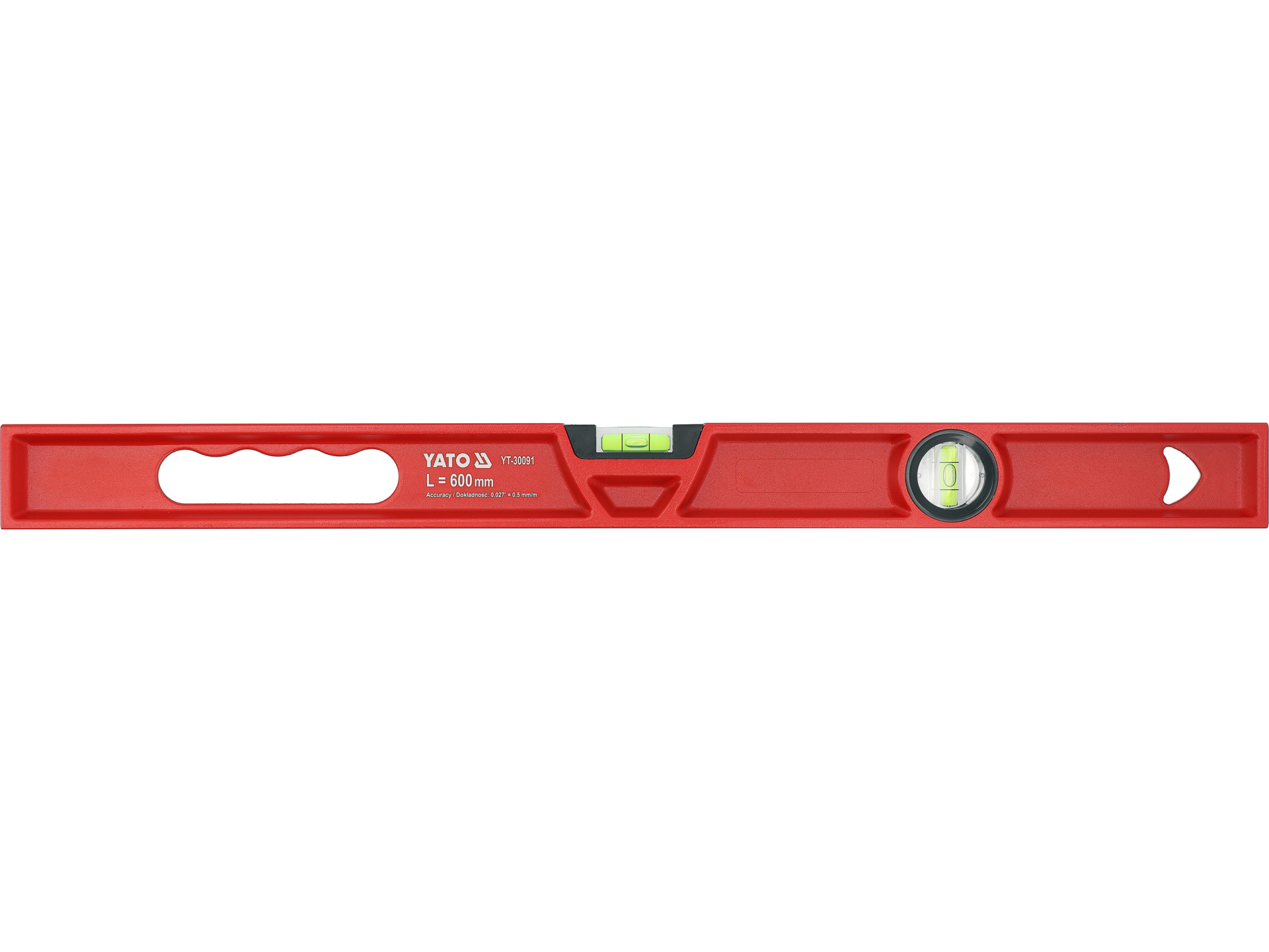 Poziomnica aluminiowa YATO odlewana długość 600mm 2 libelki YT-30091