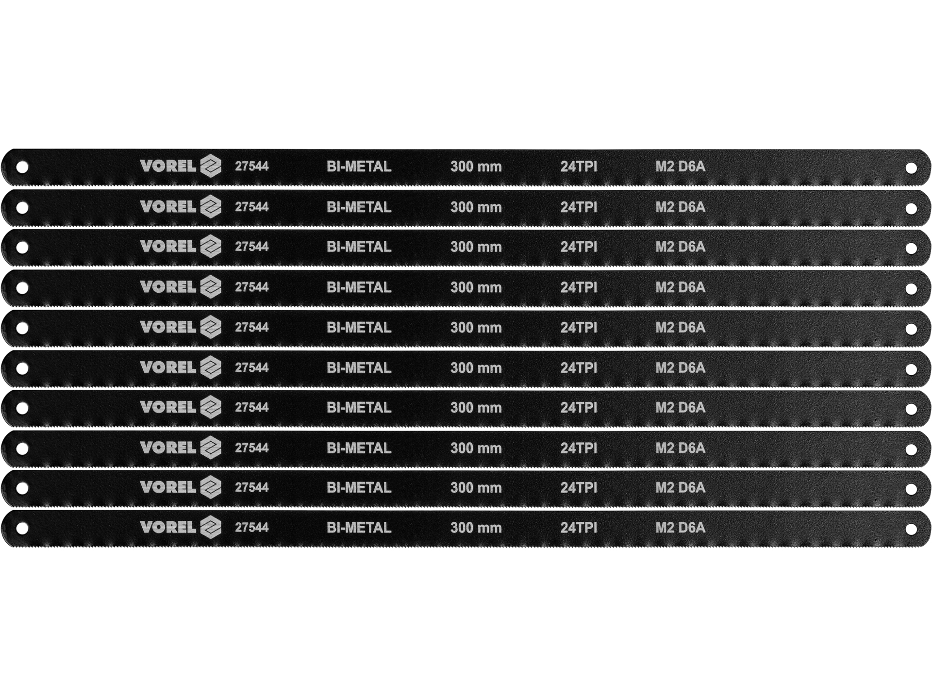 Brzeszczoty bimetalowe VOREL zestaw 10 szt. 300mm do metalu 24 TPi 27544