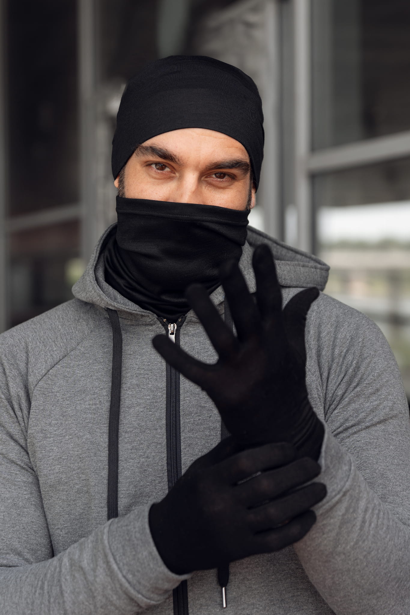 Rękawiczki sportowe z wełny merino, czarne