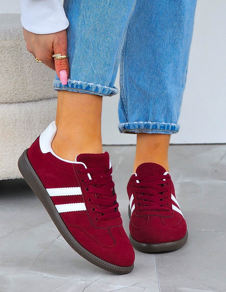 Bordowe Buty Sportowe Sneakersy Comfort
