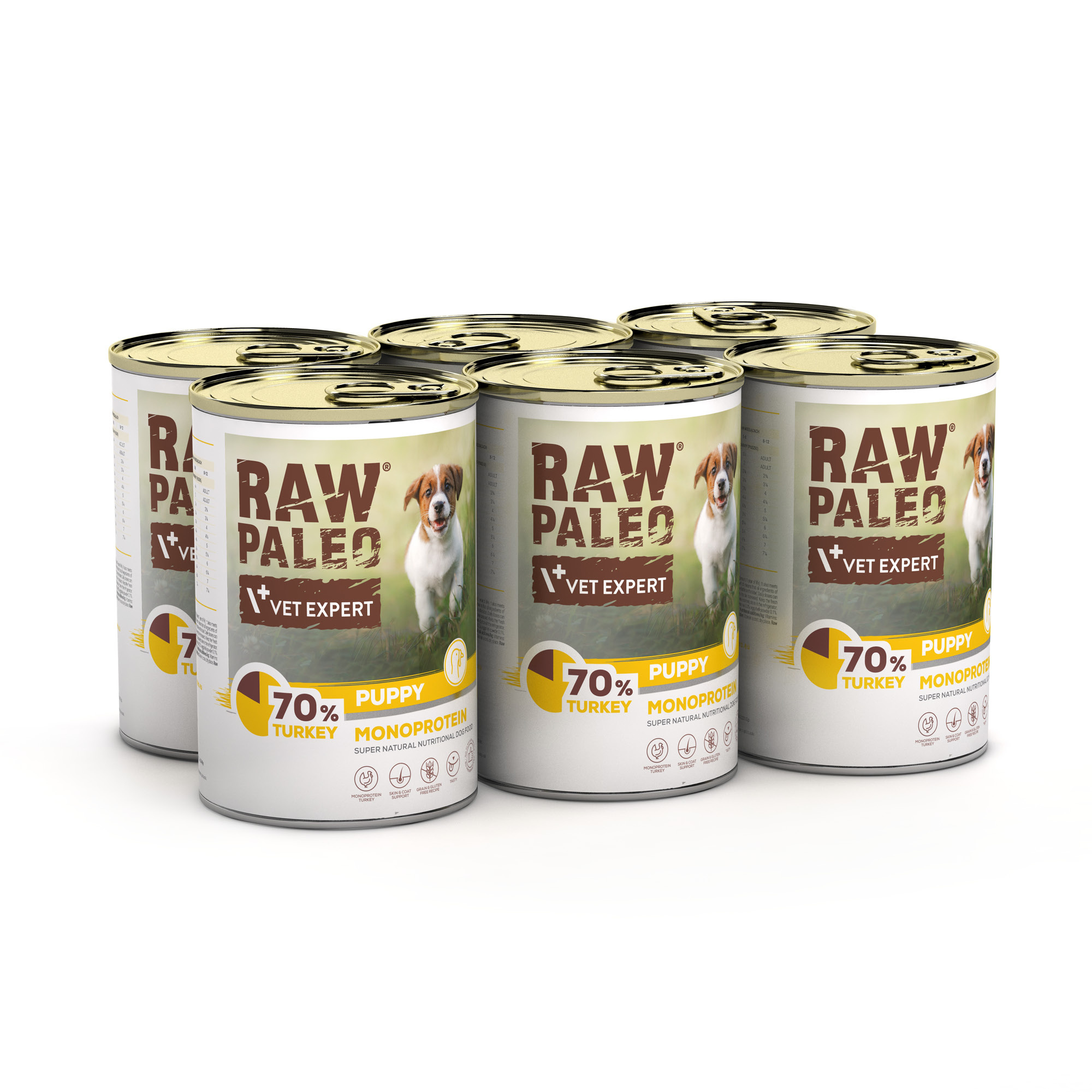 RAW PALEO PUPPY TURKEY 6x400g - mokra karma dla szczeniąt monoproteina z indykiem