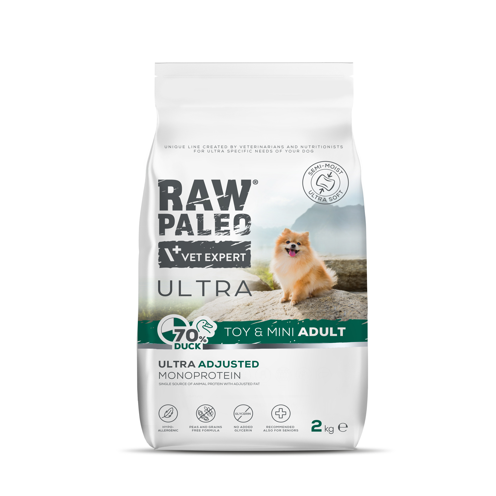 Duck Adult Toy & Mini | RAW PALEO Ultra | 2kg | Półwilgotna karma dla psa ras małych i miniaturowych