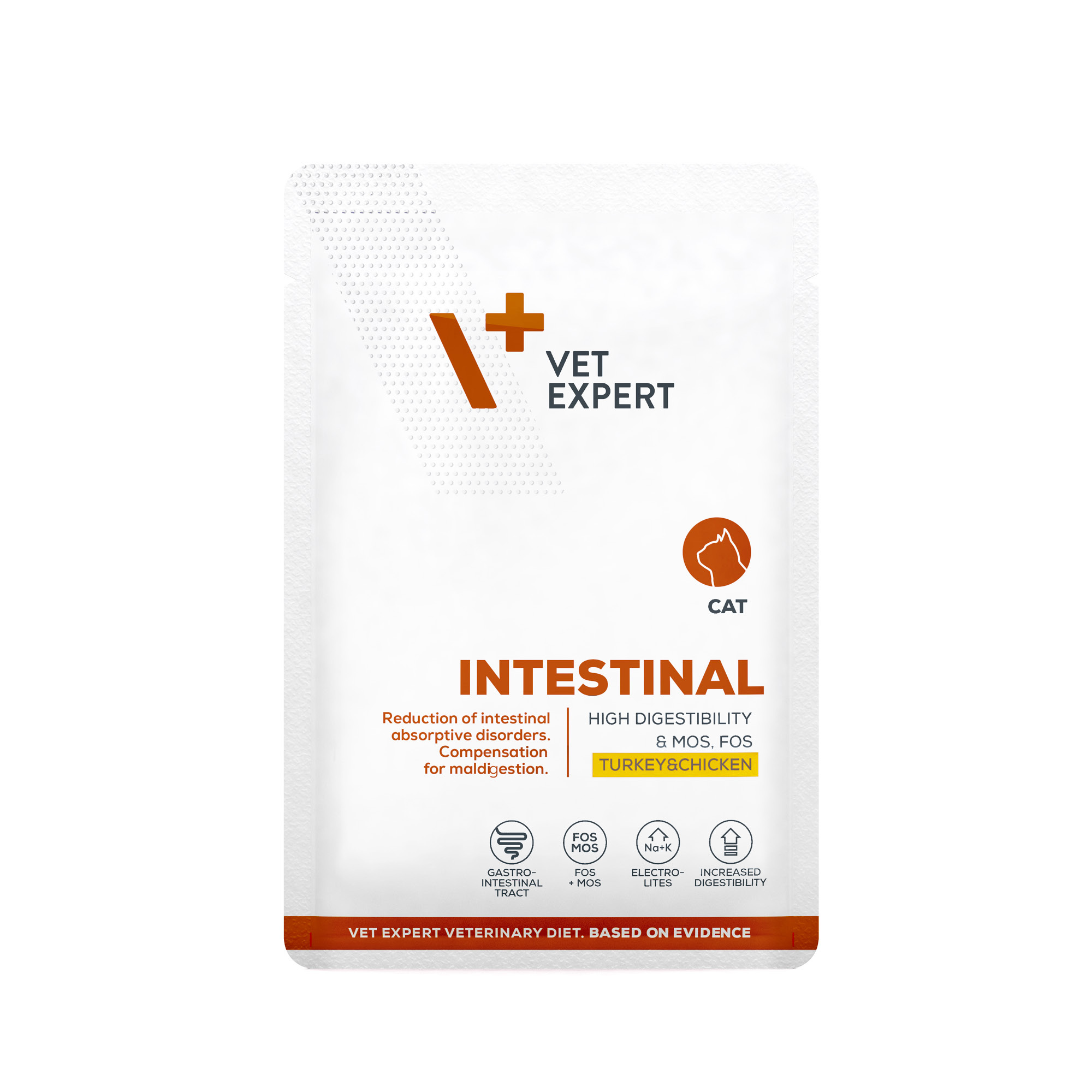 VET EXPERT INTESTINAL CAT Turkey&Chicken saszetka 100g – mokra karma weterynaryjna dla kotów z zaburzeniami trawiennymi