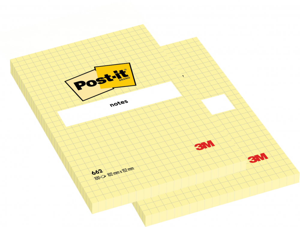 Post-it karteczki samoprzylepne w linie 102x152mm, 100 karteczek, żółty pastelowy
