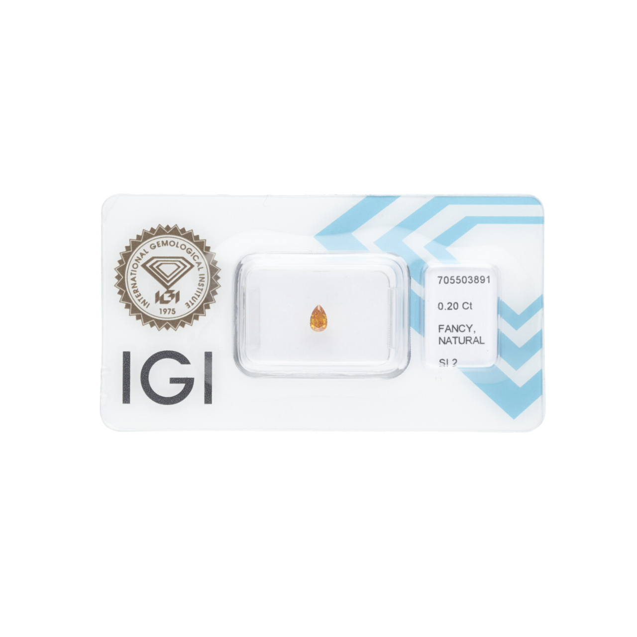 Diament naturalny 0,20 CT / Natural Fancy Intense Yellow Orange / Pear Modified Brilliant / SI2 / G - wysyłka 24 h! - Mennica Skarbowa