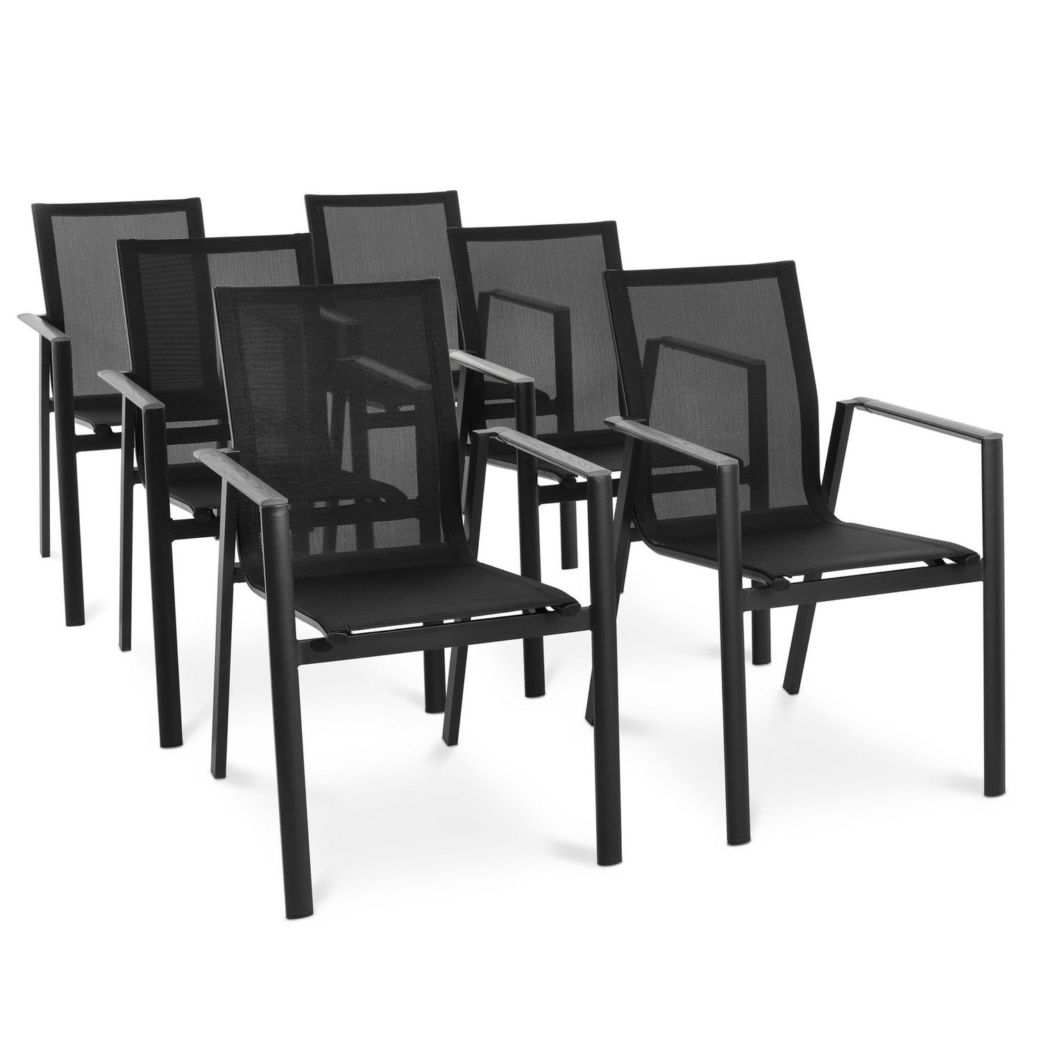 6er Set Gartenstühle Buti - Schwarz/Grau