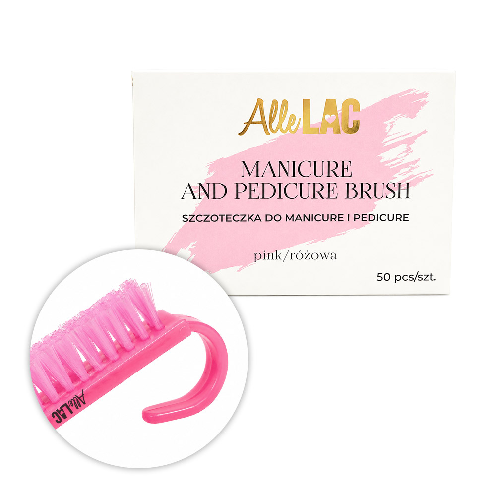 Szczoteczka do manicure i pyłu mała AlleLac różowa 50szt