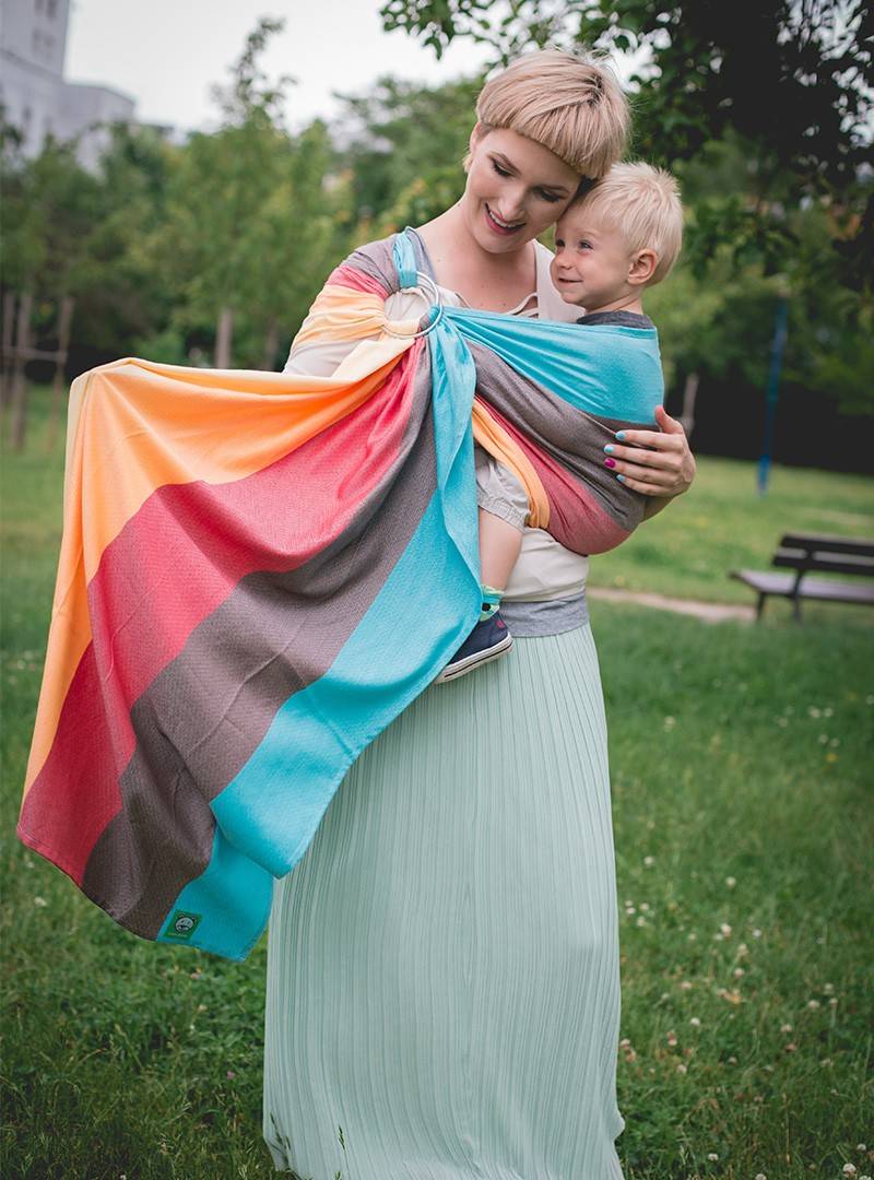 Chusta do noszenia dzieci RAINBOW RING BAMBOO - 60% Bawełna 40% Bambus, chusta kółkowa, rozmiar: 2,1 m, splot diamentowy