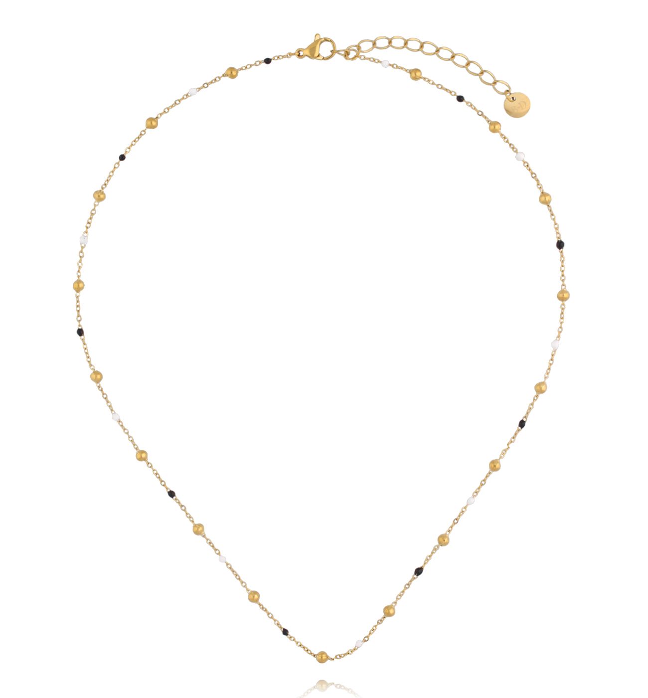 Naszyjnik złoty z kuleczkami i emalią NSY1245