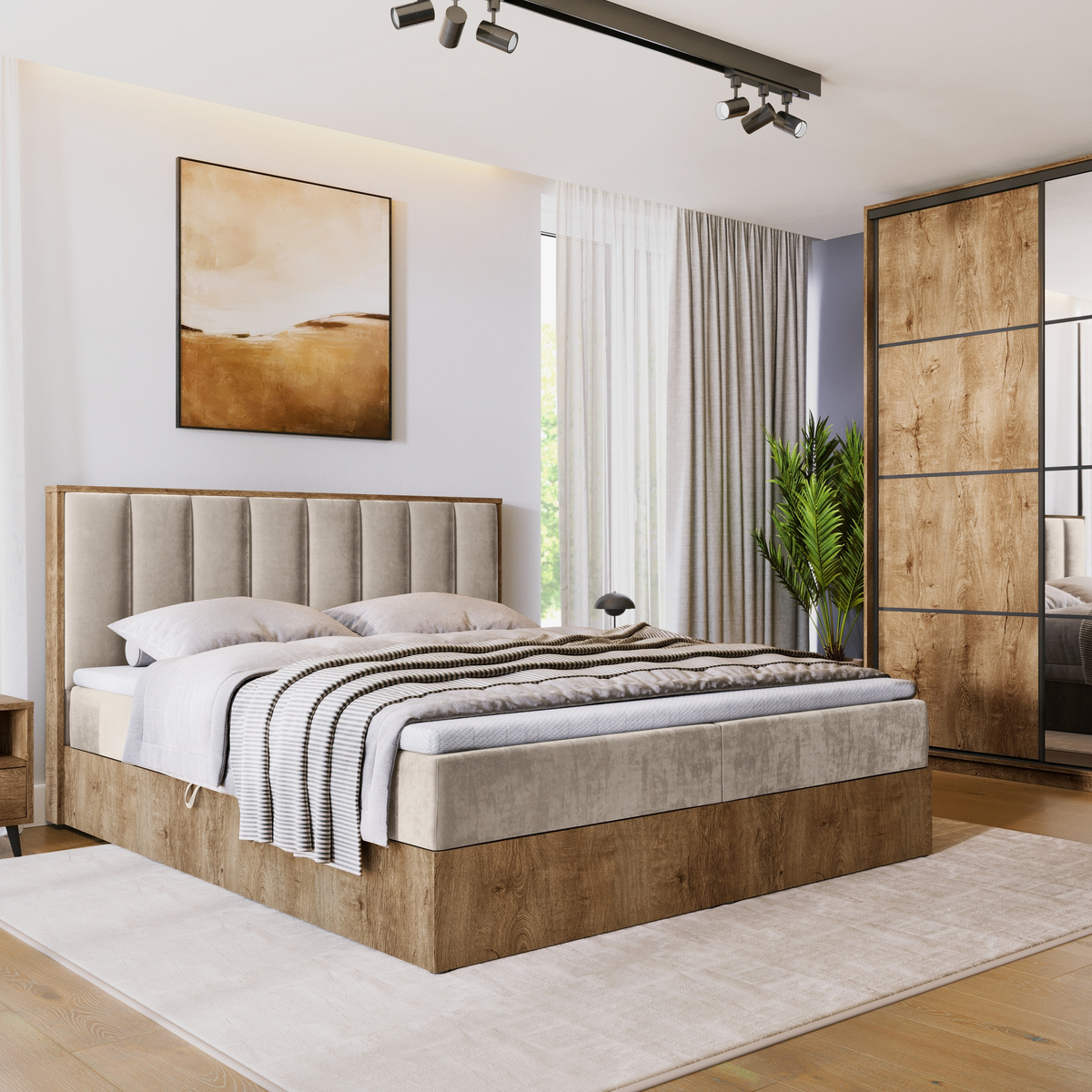 Łóżko kontynentalne 180x200 do sypialni LOFT II z pojemnikiem