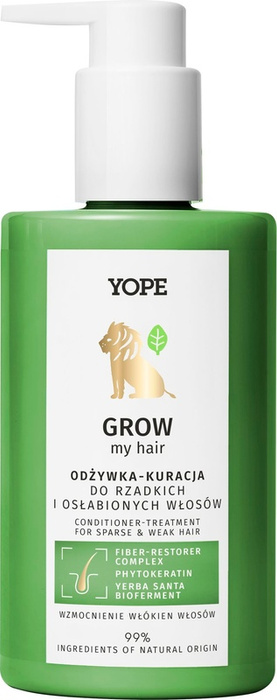 YOPE Grow My Hair Odżywka-Kuracja do włosów osłabionych i poddatnych na łamanie się, 300 ml